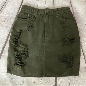 Carmar Olive Denim Skirt Size 26